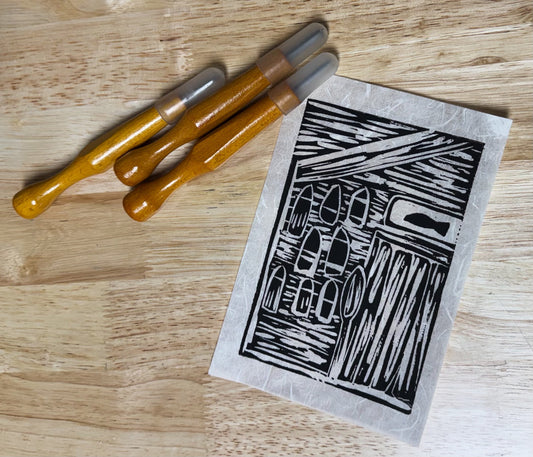 “Gone fishing” Handmade Linocut print