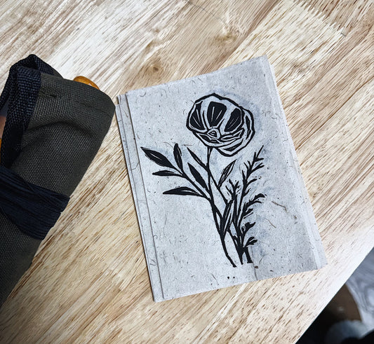 Poppy flower handmade Linocut print